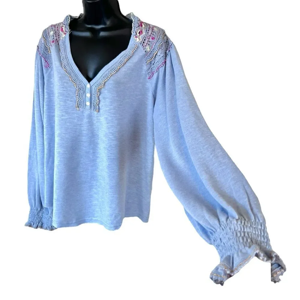 Free People Siesta Fiesta Pullover Blouse